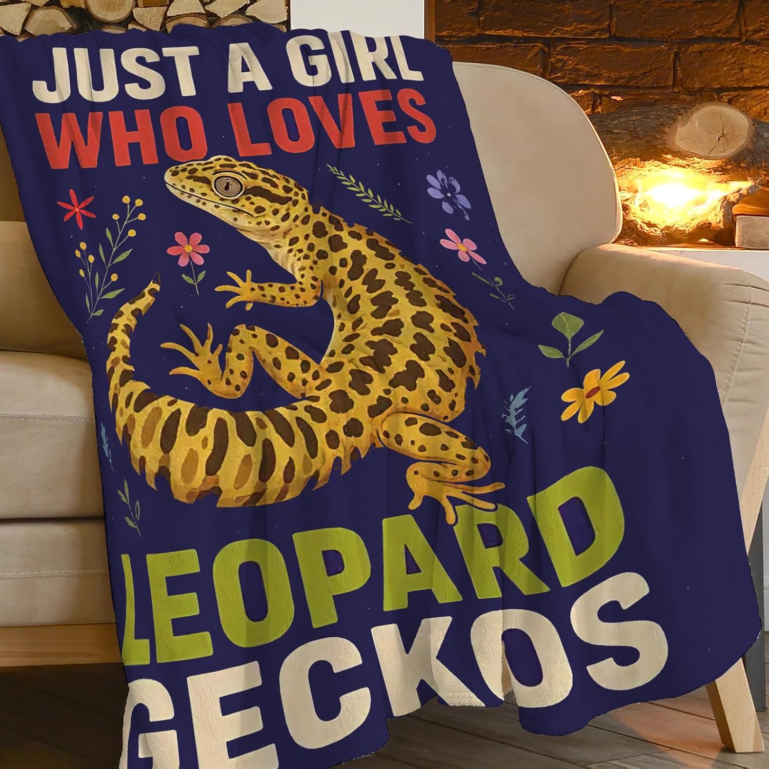 SweetFox Just A Girl Who Loves Geckos Blanket, Gecko Decor Throw Blanket Gifts for Girls Boys Lovers Super Warm Soft Plush Fleece Flannel Winter Bedding Blankets for Kids Adults Men Women 50"X40" - Image 4