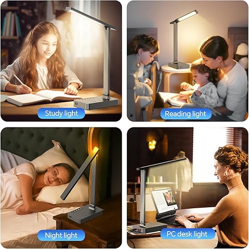 Miniatura 8 de LAOPAO Lámpara de escritorio con puerto de carga USB tira de alimentación con protección contra sobretensiones - 1 tipo C, 1 puerto de carga USB-A,