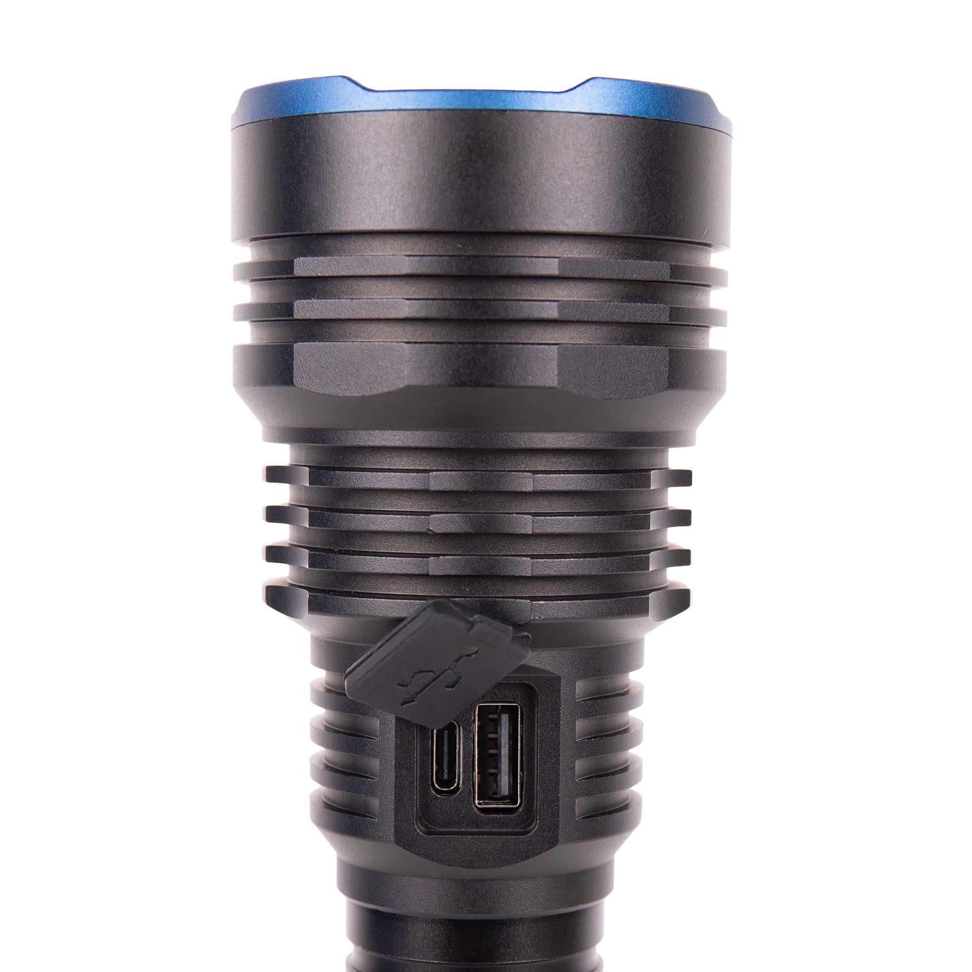 Cofan Linterna LED Recargable Alta Potencia, 18000 LM, 6 Modos de Luz, Linterna de Mano Recargable USB-C, Protección IP44, Alcance 260 m