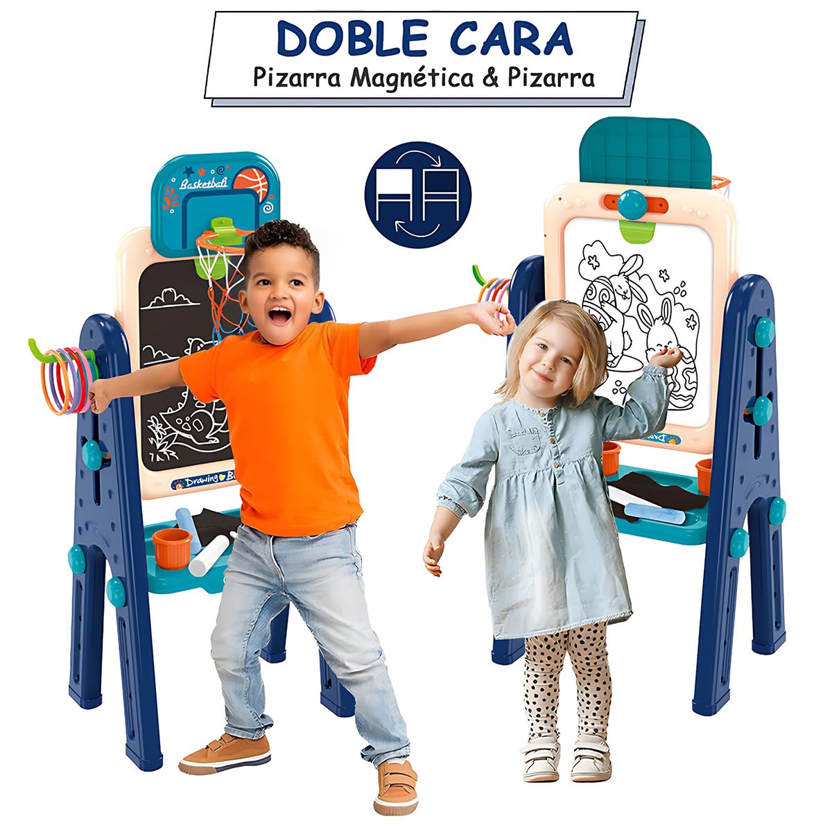 Caballete de arte para niños pequeños con pizarra magnética de 2, 4, 6, 8 años, caballete de pintura de madera de doble cara ajustable, pizarra de borrado en seco Caballete de arte para niños pequeños con pizarra magnética de 2, 4, 6, 8 años, caballete de pintura de madera de doble cara ajustable, pizarra de borrado en seco