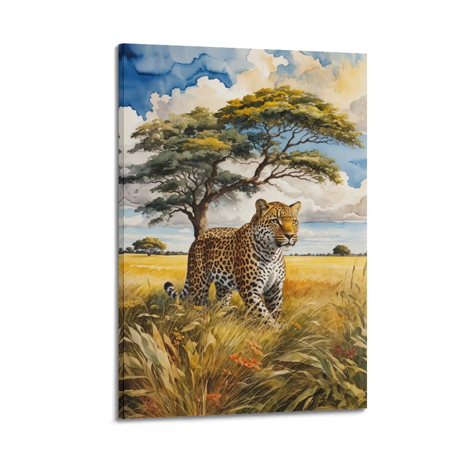 WPHSFX Wildlife Artwork Poster LEOPARD IN ACTION Poster Decorative Painting Canvas Wall Posters And Art Picture Print Modern Family Bedroom Decor Posters 20x30inch(50x75cm)