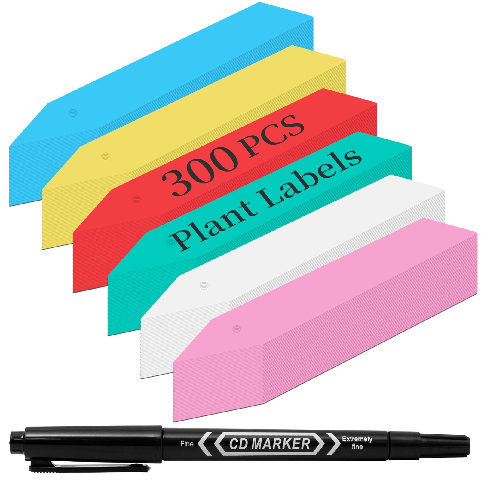 Dalzom® 300Pcs 4" Plant Labels with Marker Pen, Waterproof Plastic Plant Tags for Outdoor Seedlings Vegetable Garden Signs Markers Label Stakes (Multicolor)