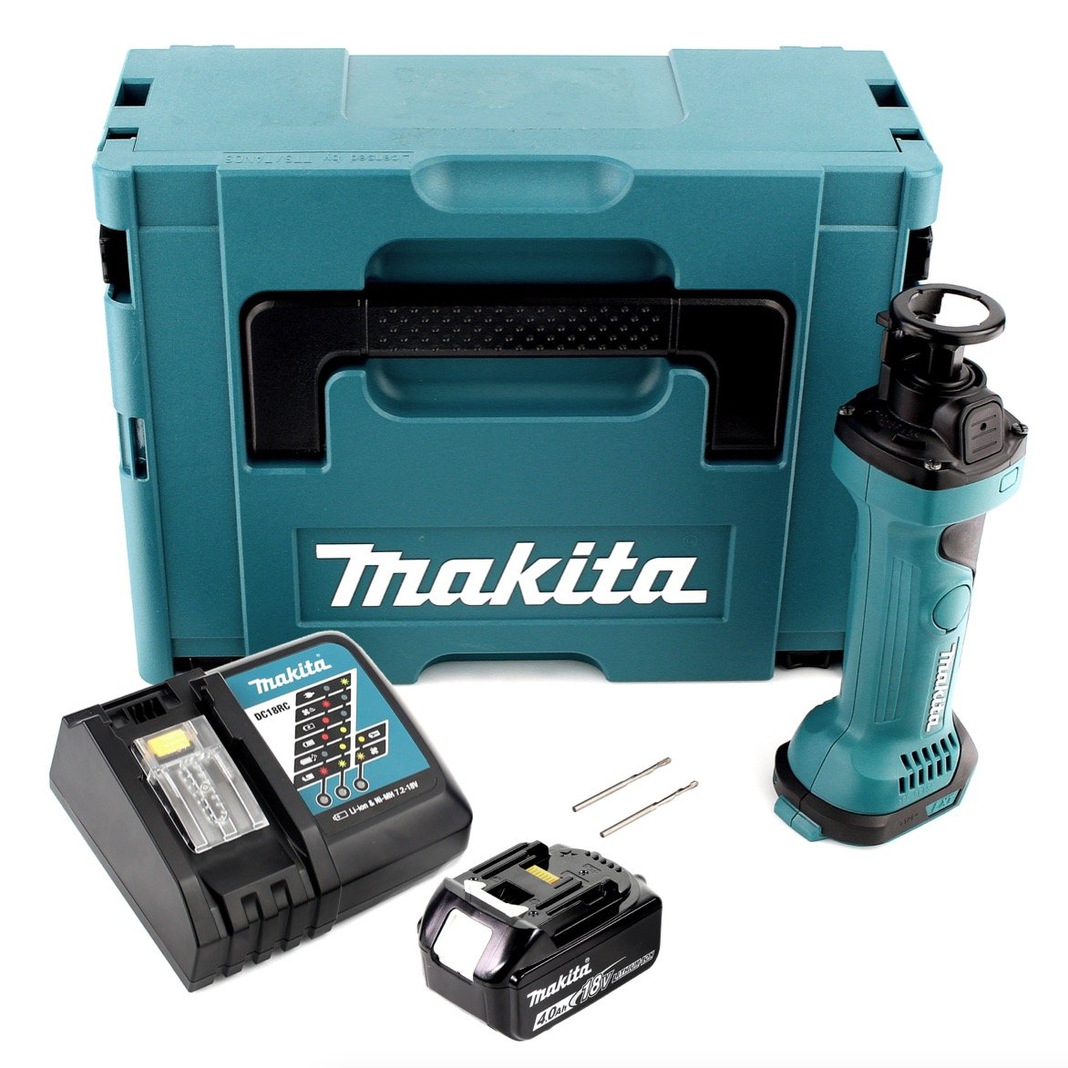Makita DCO 180 RMJ, affleureuse sans fil 18V, 4,0 Ah, plaque de plâtre