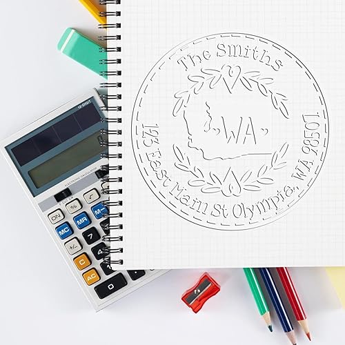 Miniatura 533 de Round State Love - Sello de dirección de devolución para Texas, uso con almohadilla de sello, mango de madera, sello de dirección de Texas