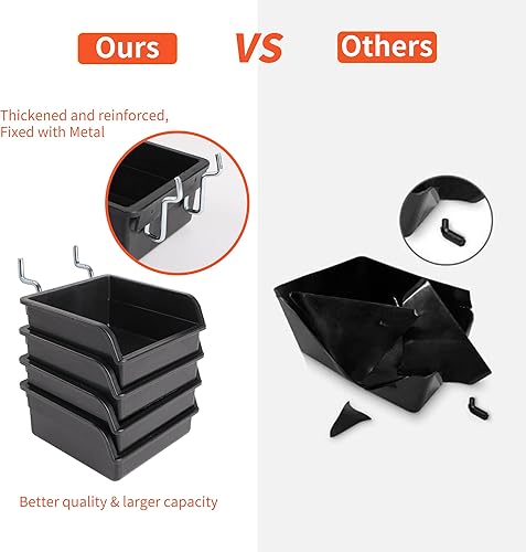 Miniatura 5 de Surtido de 130 ganchos para tablero de clavijas, ganchos para colgar herramientas con cubos y tazas, organizador de pared de tablero de clavijas de