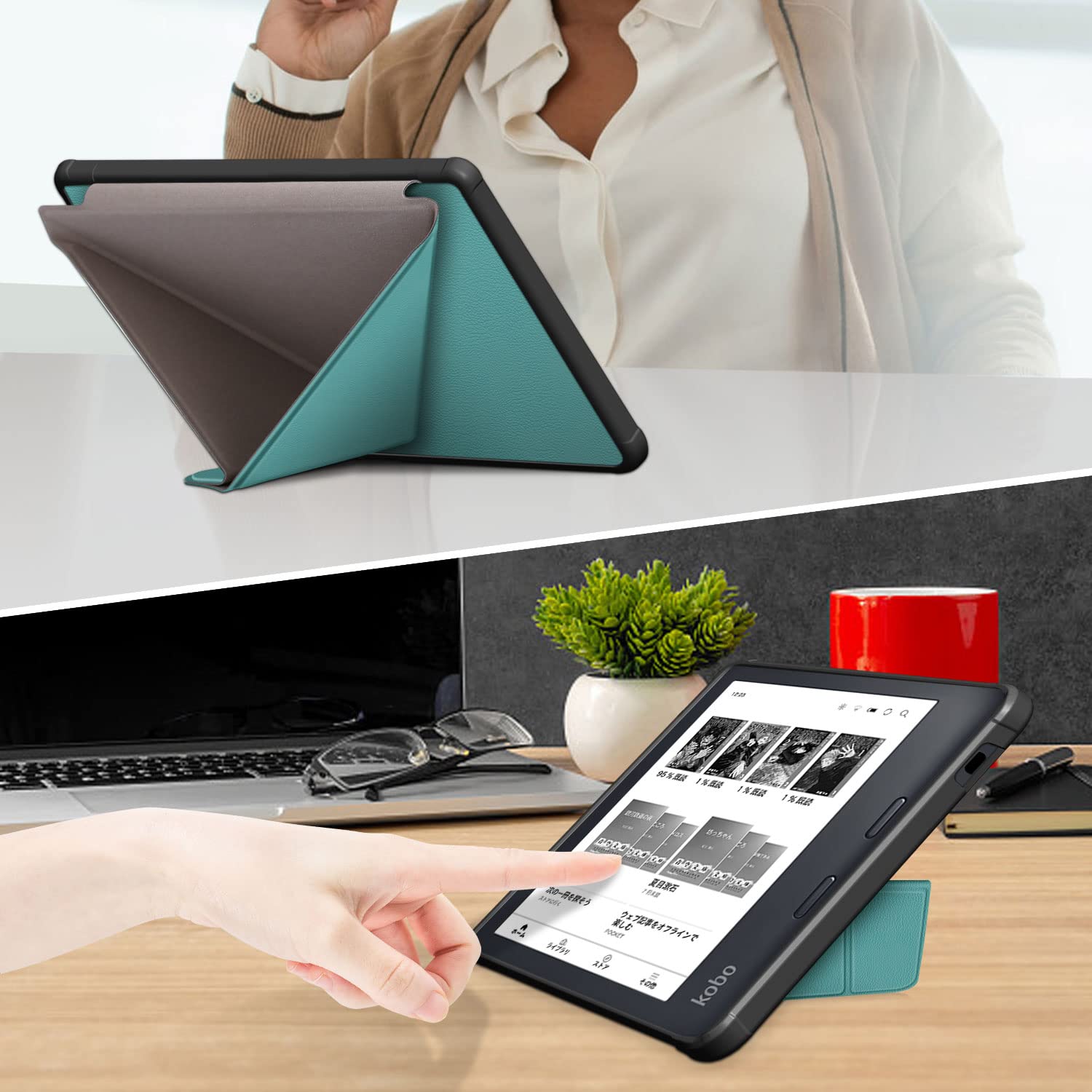 Custodia Kobo Libra Colour 2024 Libra 2 2021 Vision 6 2021 7 Pollici eReader Ultra Sottile Cover Supporto Verde