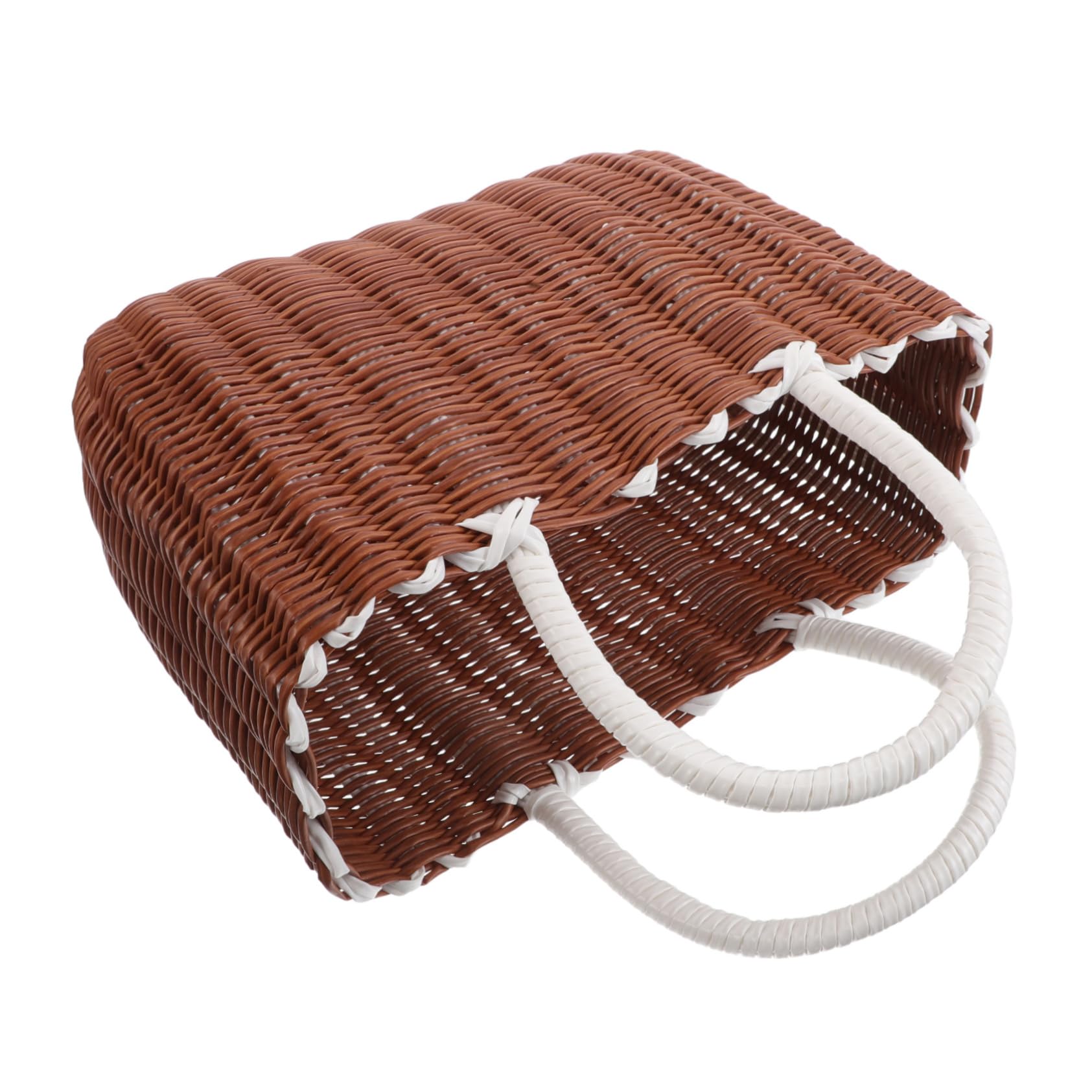 NOLITOY Market Baskets Handle Plastic Woven African Basket Grocery Shopping Bag for Home Outdoor