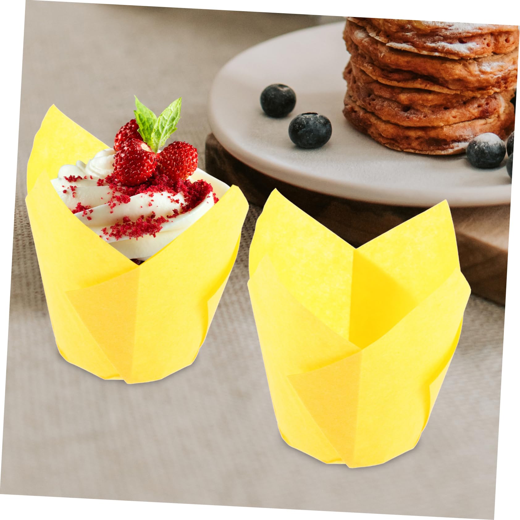Ciieeo 300piezas Capacillos De Papel Para Forma De Loto Resistentes Al Calor y Aceites Para Muffins y Postres Color Naranja
