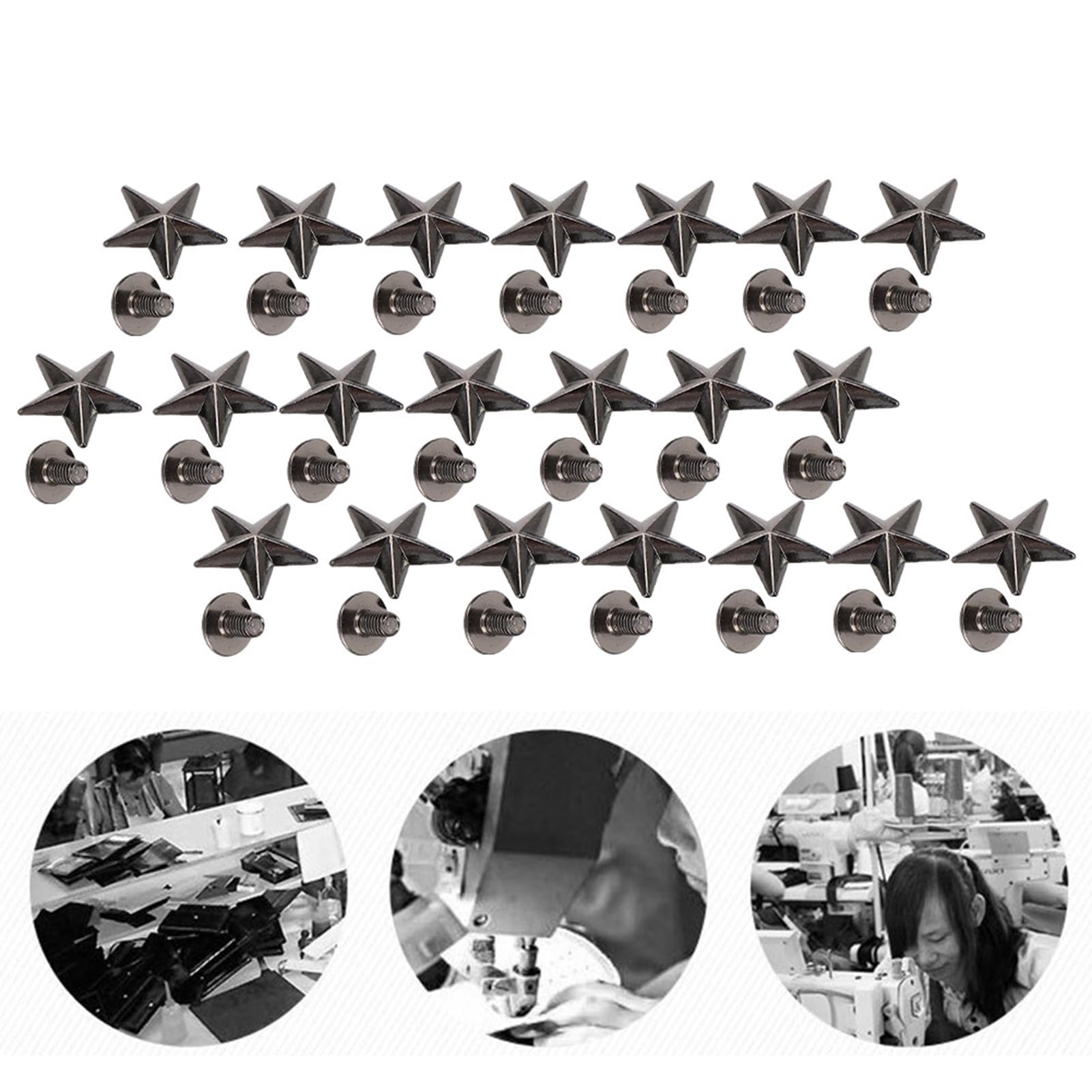 Juego de 50 remaches de estrella de aleación de zinc de 14 cm, remaches de tornillo de estrella para ropa, zapatos, manualidades, bolsos