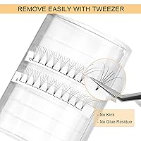 Vista 3 de QUEWEL Extensiones de Pestañas Prehechas en Forma de Abanico, Extensiones de Pestañas Prehechas 5D de 0.07mm de Grosor, Rizado C, Volumen