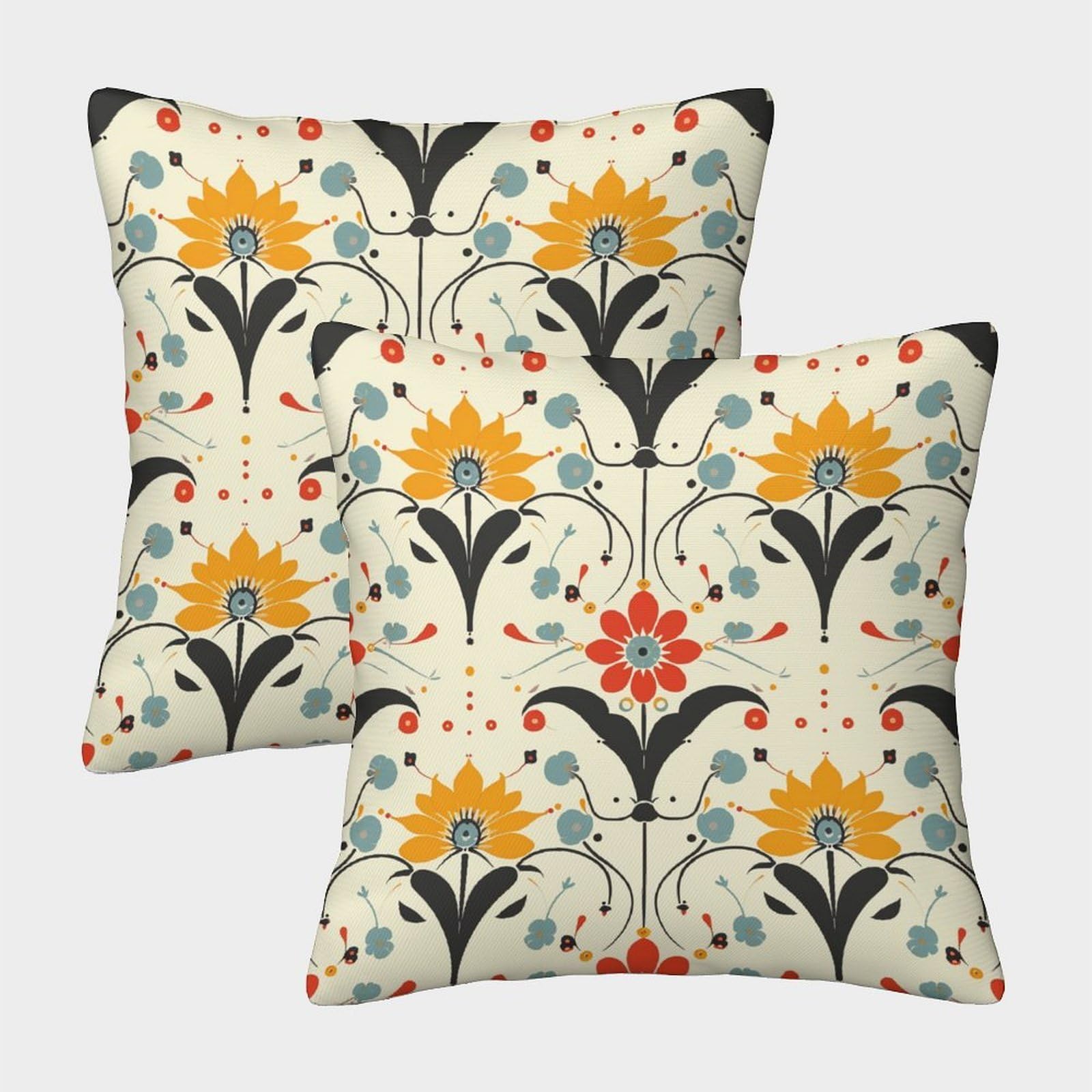kaiyun 2 Pack Exotic Flowers, Pastel Colors Personalised Cushion Cover Home Sofa Decoration 45x45cm Pillow Covers
