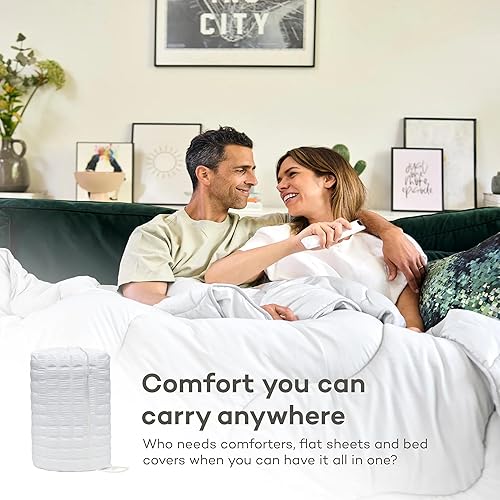 Miniatura 6 de NIGHT LARK - Edredón de cama todo en uno - Alternativa al plumón - Todas las estaciones - Colección de lino - Cálido y ligero - Lavable a máquina -