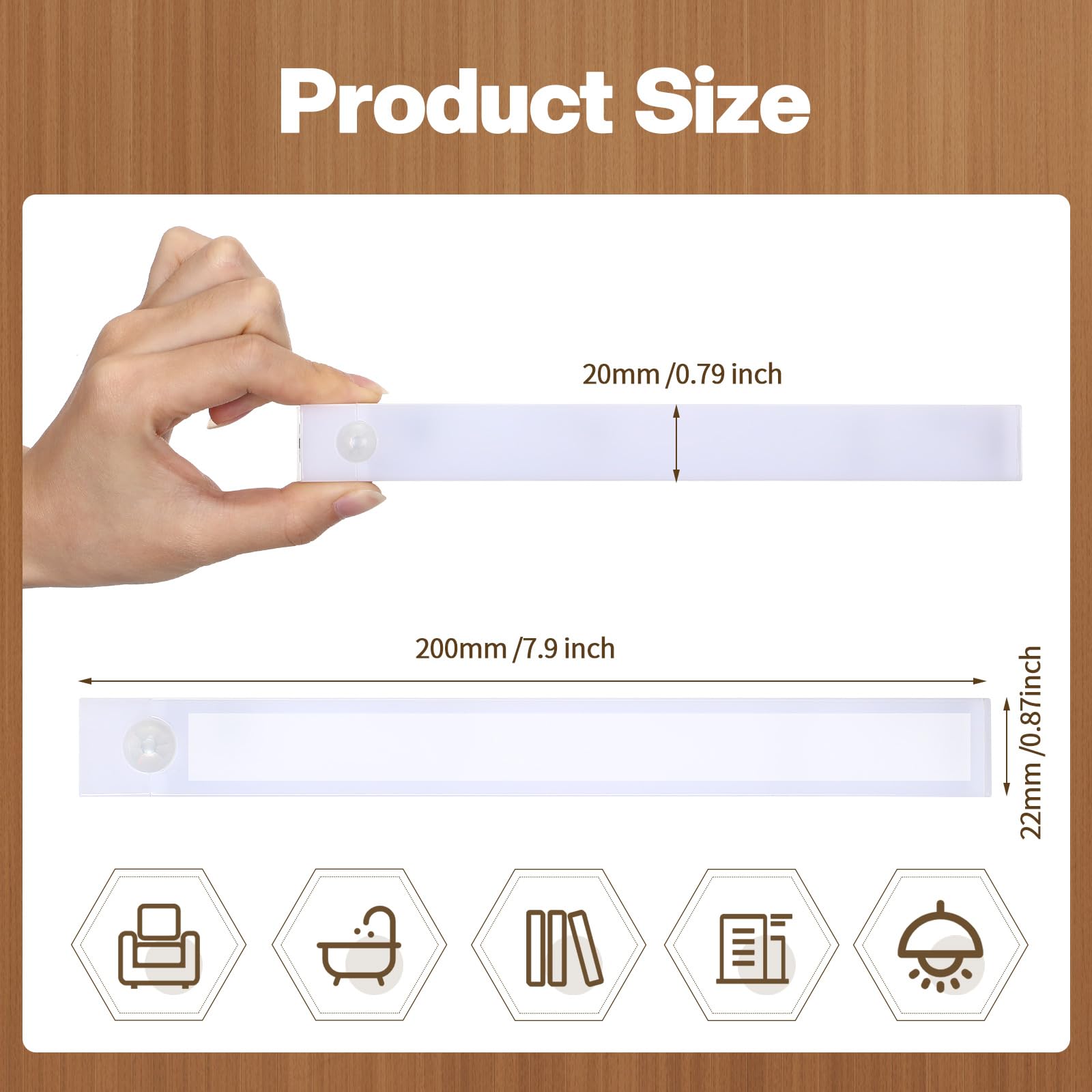 VIHOSE 10 Pcs Under Cabinet Lights 13 LED Closet Light Wireless USB Charging Motion Sensor Lighting Indoor Under Counter Magnetic Lights for Kitchen Bedroom, Wardrobe, Hallway (White Light)