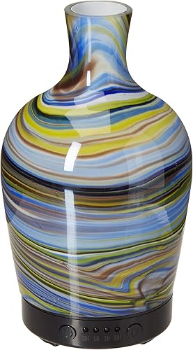 A Cheerful Giver Difusor de aceite esencial de vidrio artesiano, vaporizador ultrasónico de aromaterapia con 7 opciones de luz y apagado automático