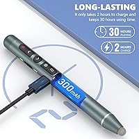 Vista 7 de Lápiz capacitivo recargable con clicker de presentación para pantalla táctil, presentador inalámbrico, puntero láser remoto USB PowerPoint Clicker