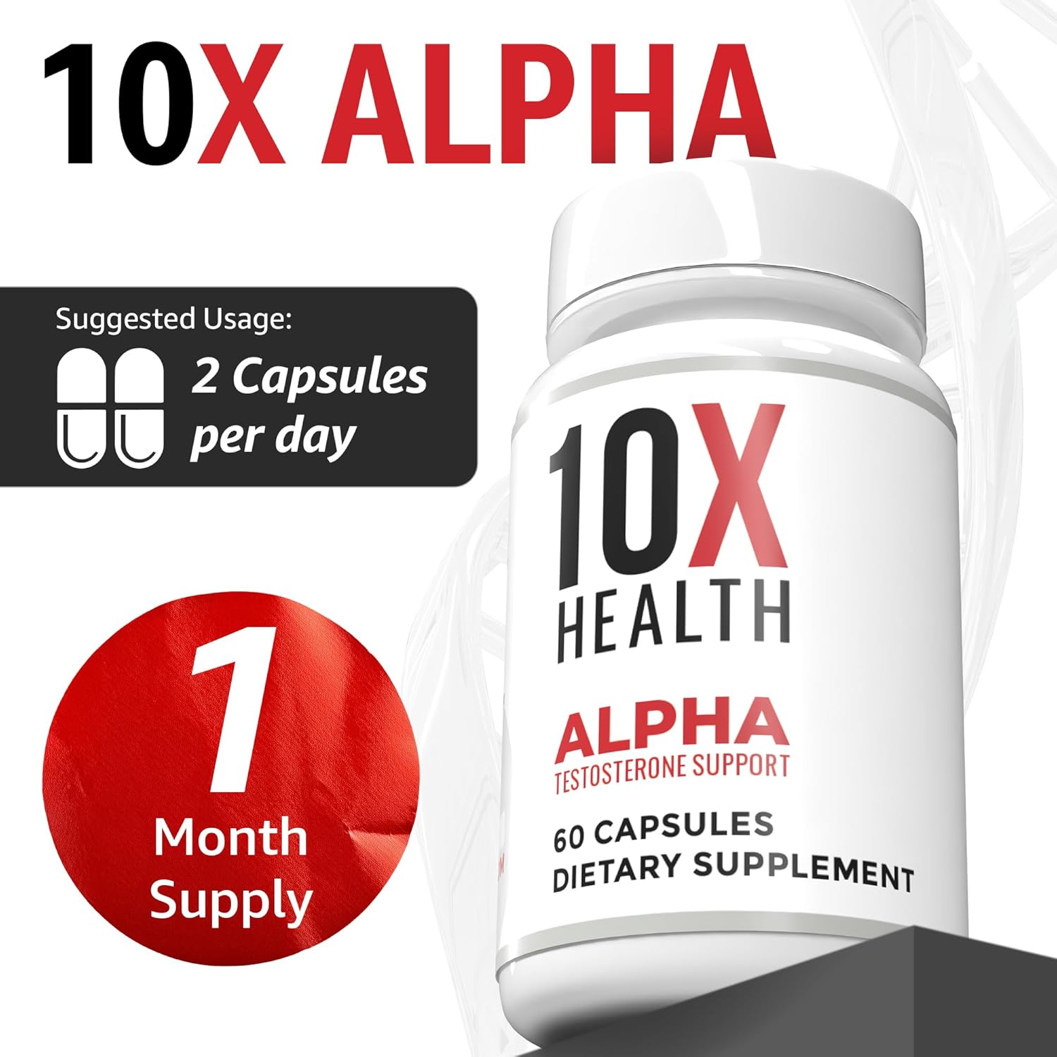 10X Health Alpha Testosterone Supplement for Men - 60 Capsules Mens Testosterone Supplement with Tongkat Ali 1000mg - Strength, Vitality & Muscle Growth Supplements for Men - Image 5