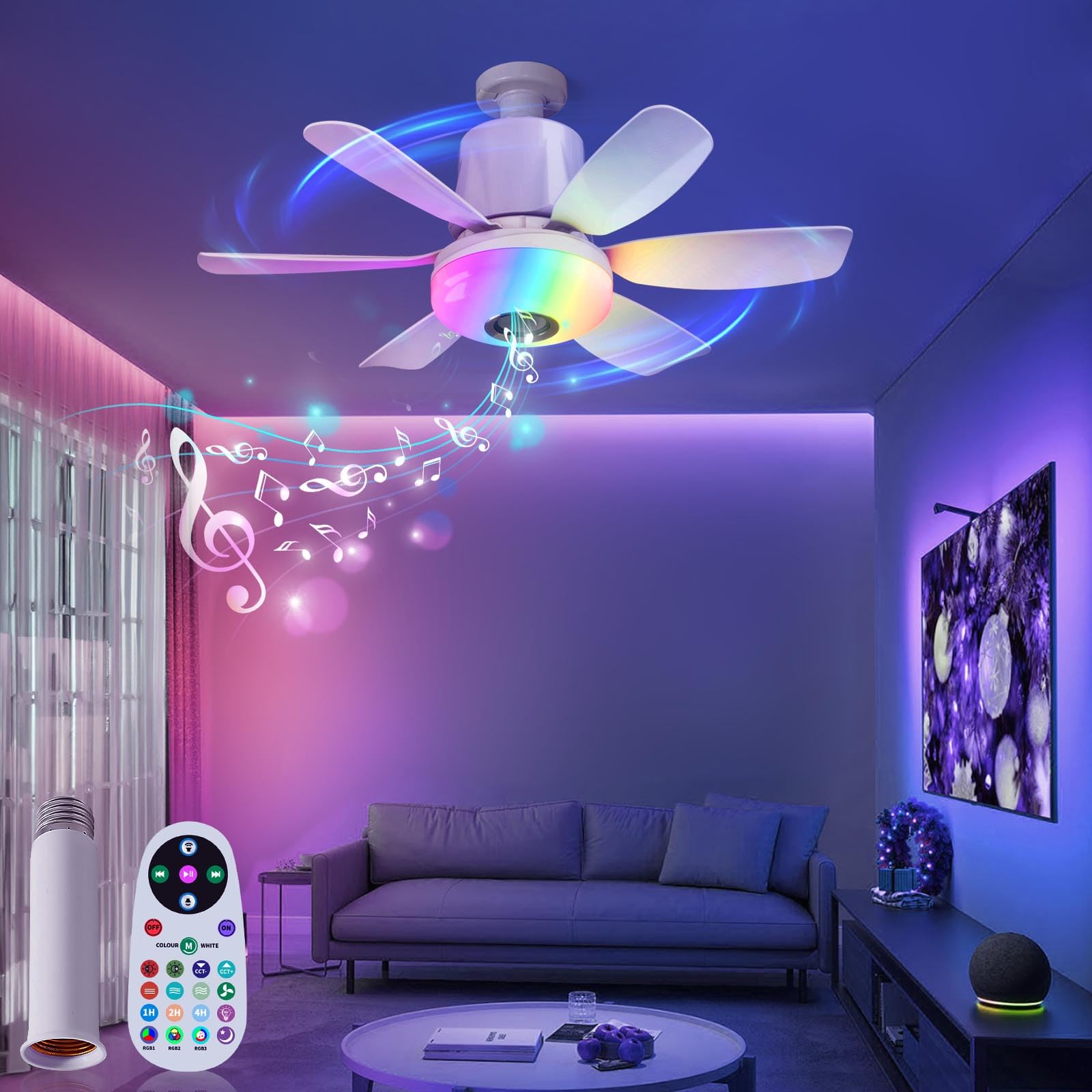 Photo 1 of GDLUOAO Socket Fan Light with Bluetooth Speaker