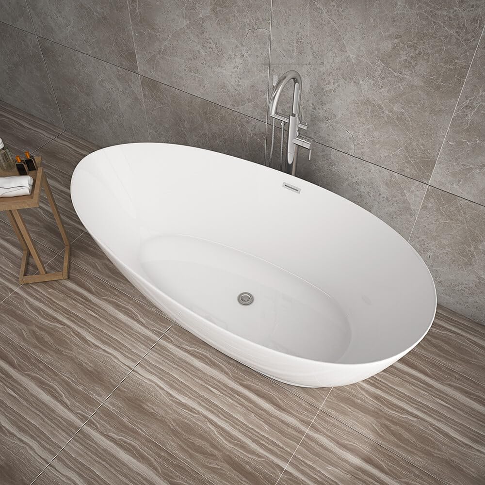 HOME DELUXE - vasca da bagno freestanding - DELIA, bianco - dimensioni: ca. 180 x 90 x 58 cm - capacità: 270 litri, inclusa protezione troppopieno, sifone e chiusura I Spa, per 2 persone.