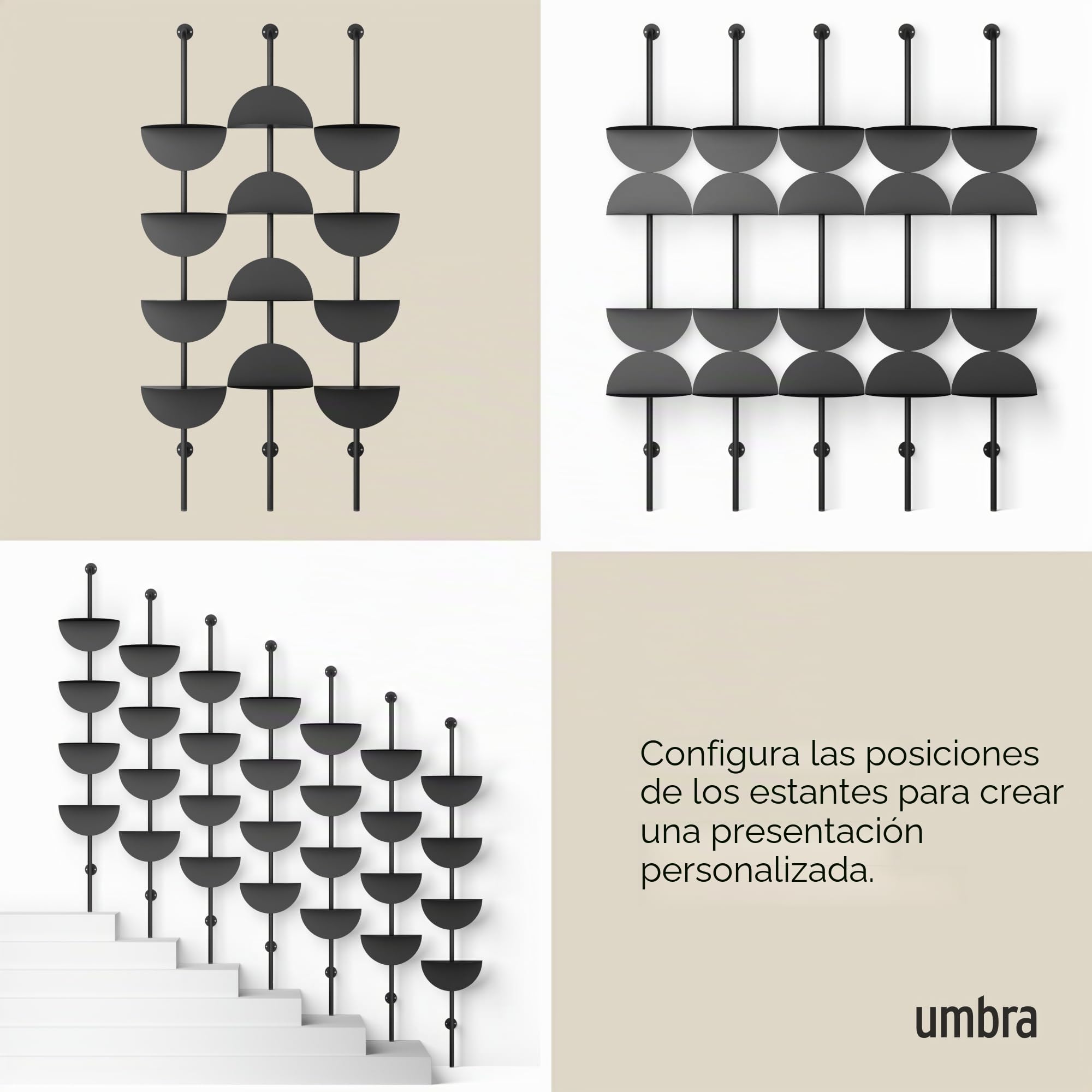Umbra Solis - Estantes Ajustables, Color Negro