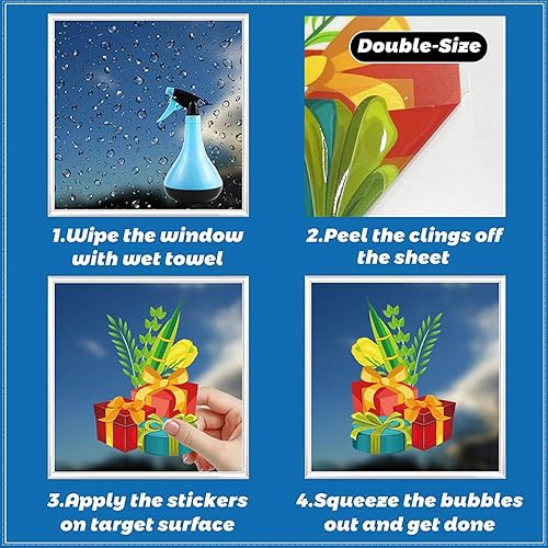 Miniatura 7 de Hanukkah - Calcomanías de ventana de cristal para decoración de menorá y Dreidel, 9 hojas de calcomanías estáticas de Janucá para ventana de aula,