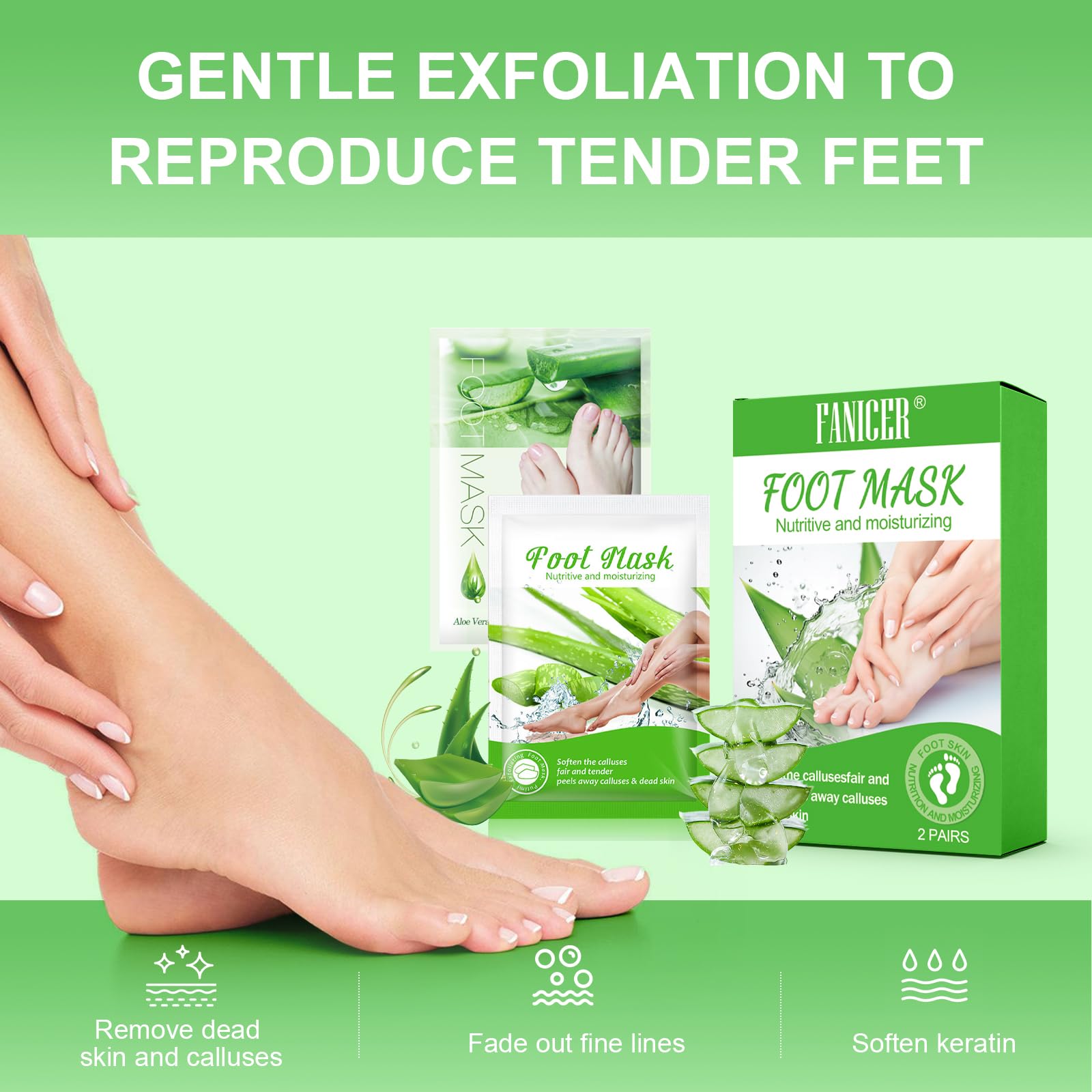 2 Paia Maschera Piedi Esfoliante, Maschera Piedi Idratante, Maschera Esfoliante Piedi, Rimozione di Calli e Pelle Morta Piedi, Scrub Piedi per Piedi Lisci e Morbidi (Aloe Vera)
