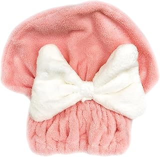 منشفة شعر- فائقة الامتصاص مصممة للشعر المبلل، منشفة شعر سريعة الجفاف للنساء، منشفة شعر فعالة من الألياف الدقيقة على شكل فيونكه وألوان متعددة لراحتك (1قطعه)