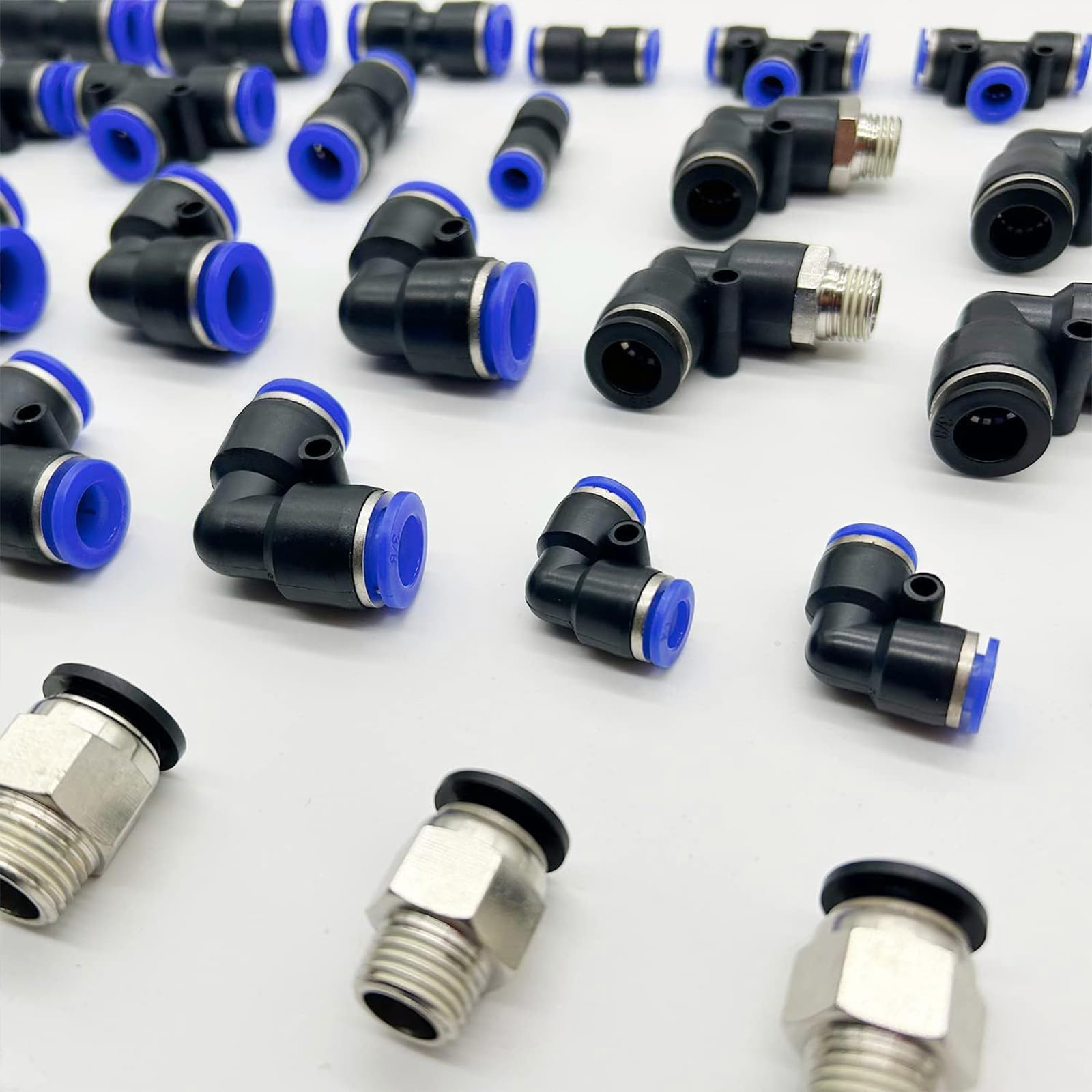 50 Pezzi Raccordo Pneumatico, Attacco Rapido Aria Compressa | Accessori Compressore Aria,Accessori Camion, Per Connessione Rapida Del Tubo Dell'aria（1/4", 1/8", 1/2", 3/8" ）