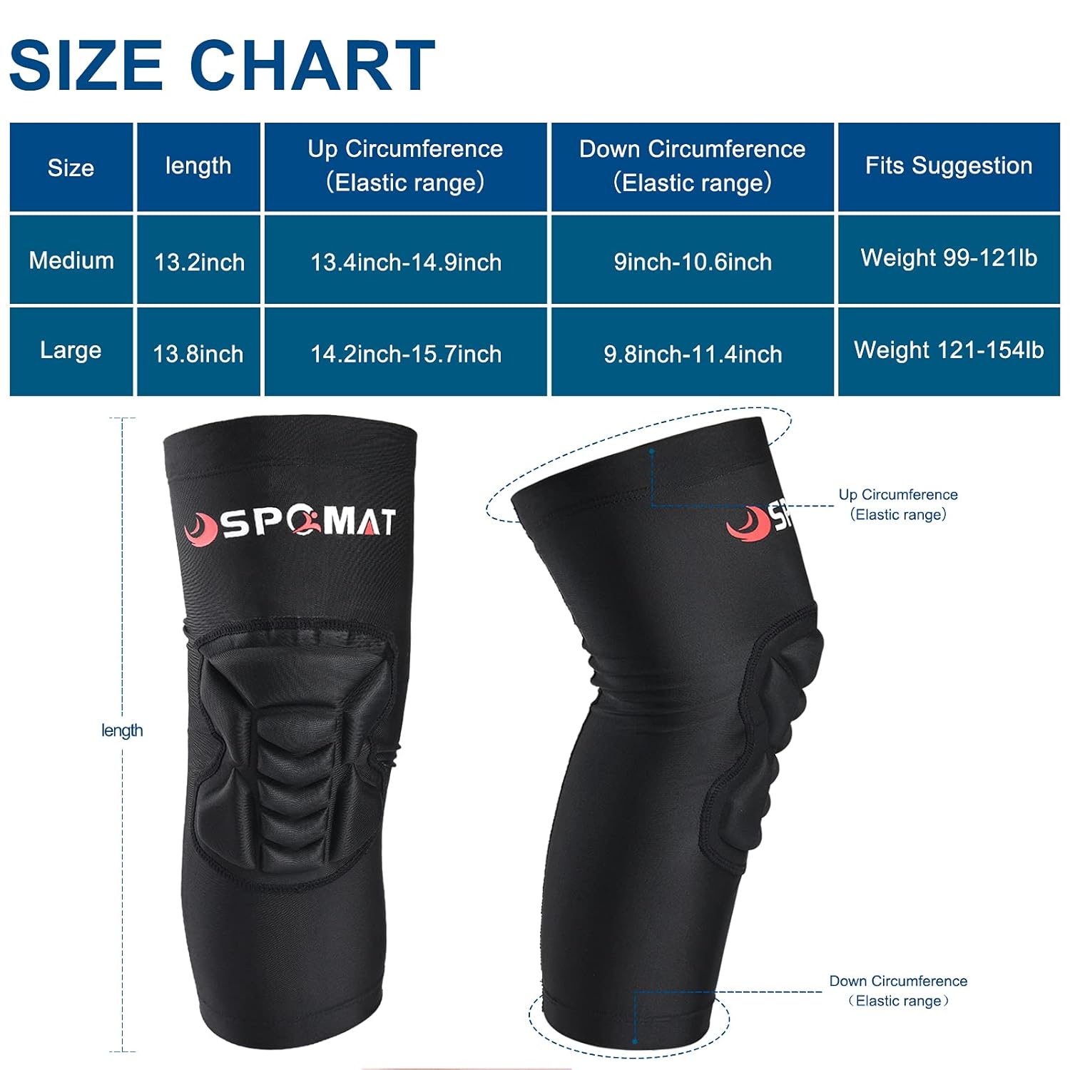 SPOMAT Breathable Thickened Knee Protective Pads for Volleyball Basketball Football Rollerblading Sports, 1 pair Large : Sports & Outdoors