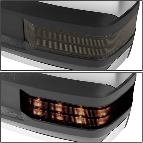 Miniatura 5 de DNA Motoring TWM-030-T999-CH-SM-L Espejo de remolque cromado + calefactable + señal de giro ahumado + telescopio manual compatible con 99-02