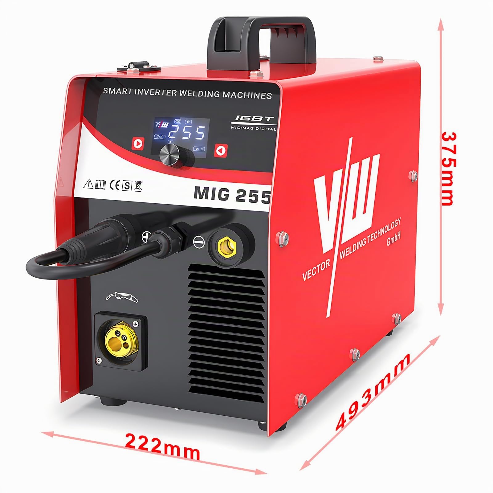 VECOR WELDING Soldador MIG MAG 255A, Máquina de Soldadura MIG con Gas