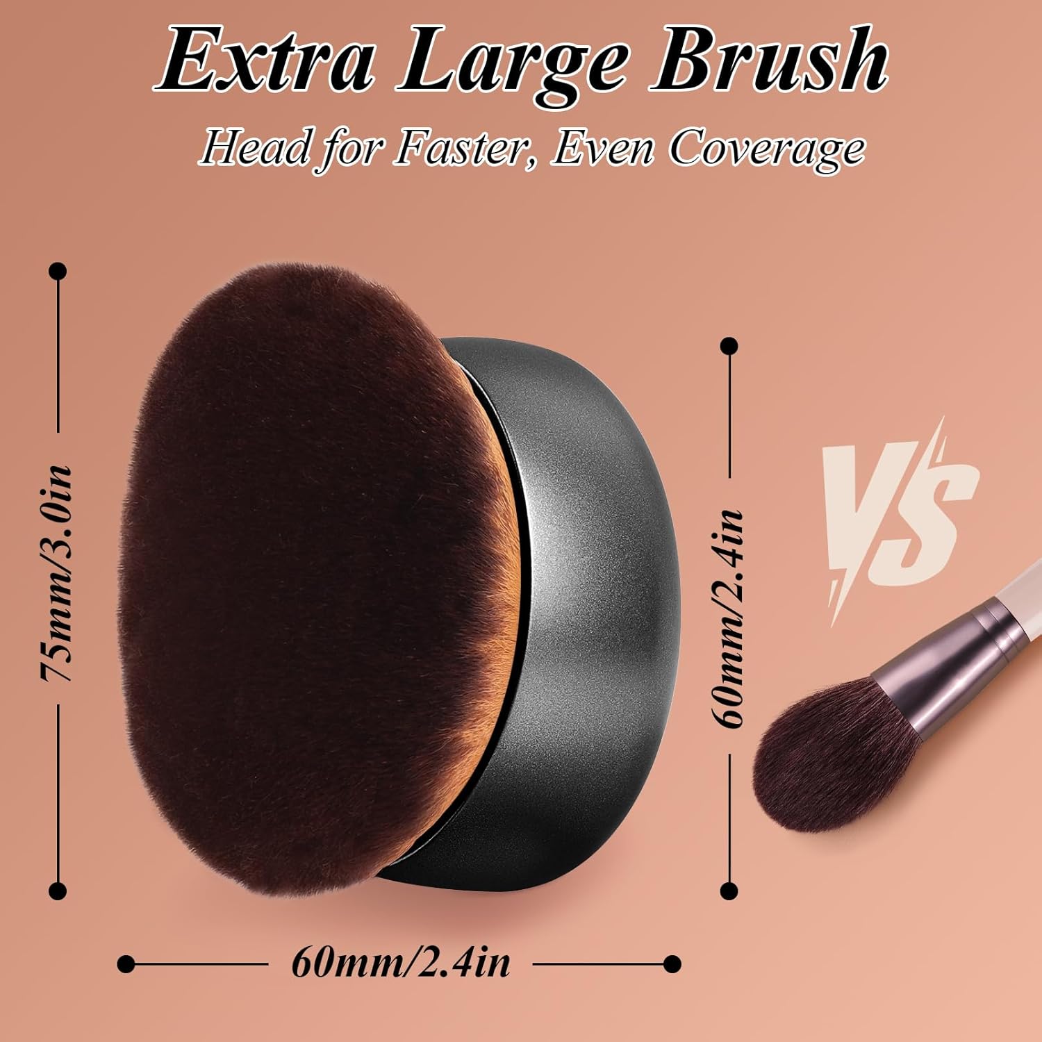 75MM Extra Large Self Tanner Kabuki Makeup Brush – Ultra Soft Dense Vegan Bristles for Body Makeup, Bronzer & Foundation–Applies Tanning Mousse, Lotion & Self Tanner–Black, Wet & Dry - Image 2