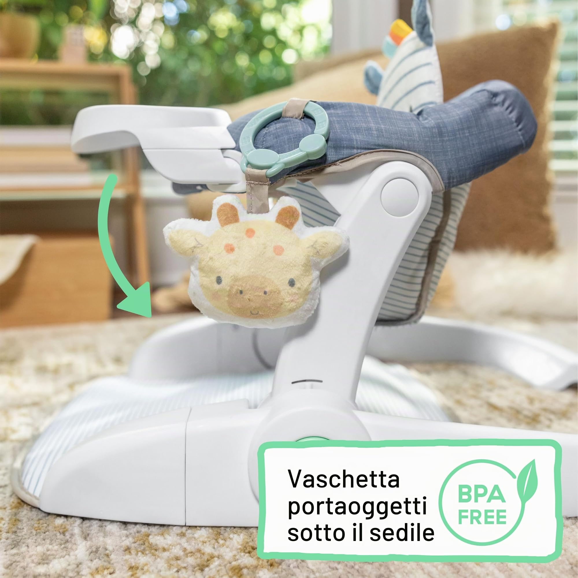 Ingenuity, Sedile da pavimento Prop Spot Learn-To-Sit, 2 giocattoli agganciabili, tappetino per gioco a pancia in giù, unisex, 4-12 mesi - Casi