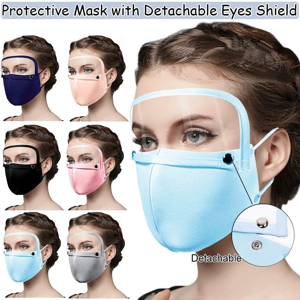 6Pcs Face Cotton With Eyes Shield(Removable PVC),Elastic Adjustable Earloop Reusable Washable Covering for Anti-UV, Dustproof,Windproof and Waterproof