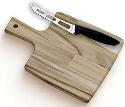 Kit Tábua + Faca para Queijo Tramontina em madeira Teca finger FSC com Acabamento Lixado