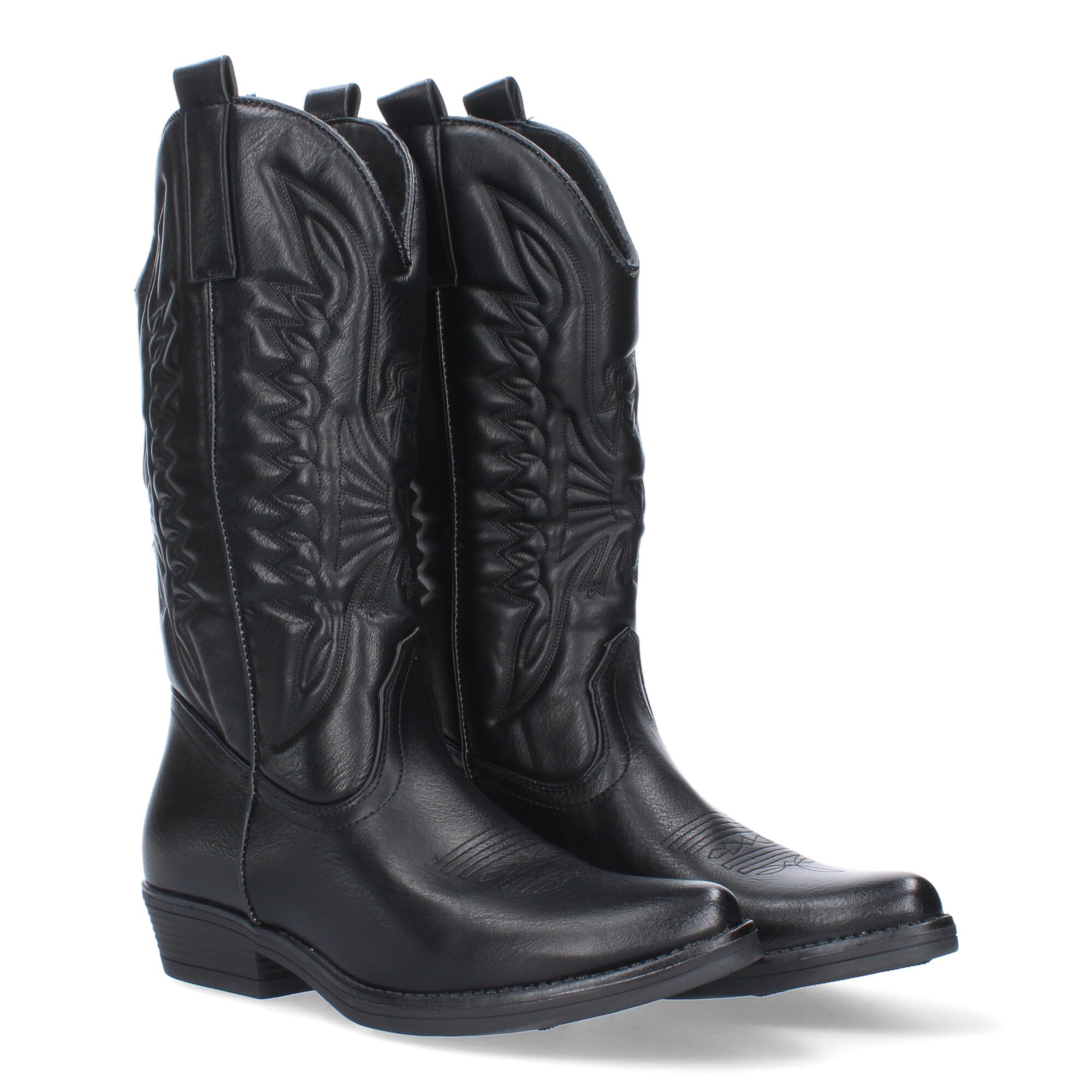 shoes&blues.es Bota de Tacon para Mujer, Comodos, con Bordado, Estilo Cowboy