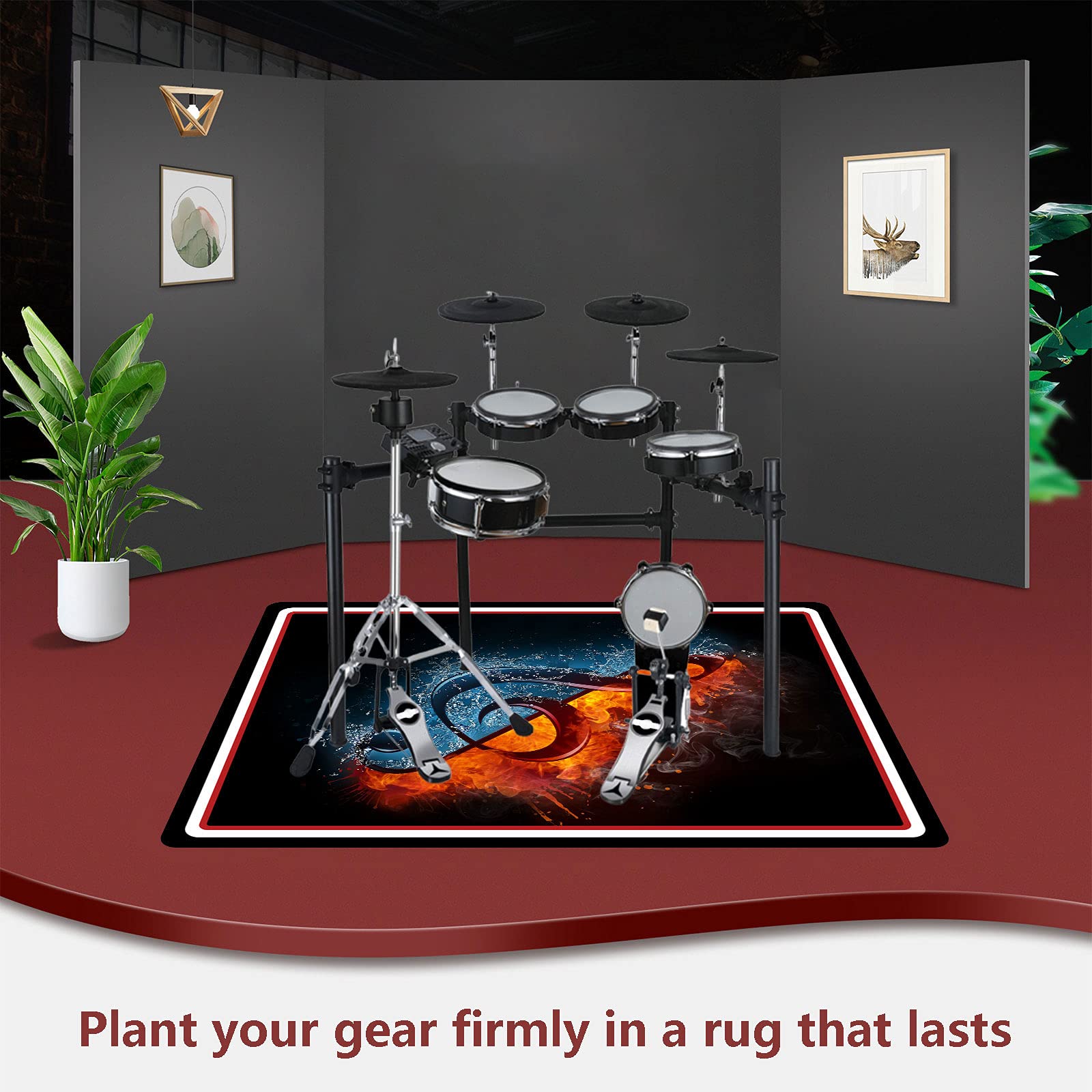 Tapis de Batterie Acoustique Insonorisant pour Batterie Électronique (80CM - 200CM)