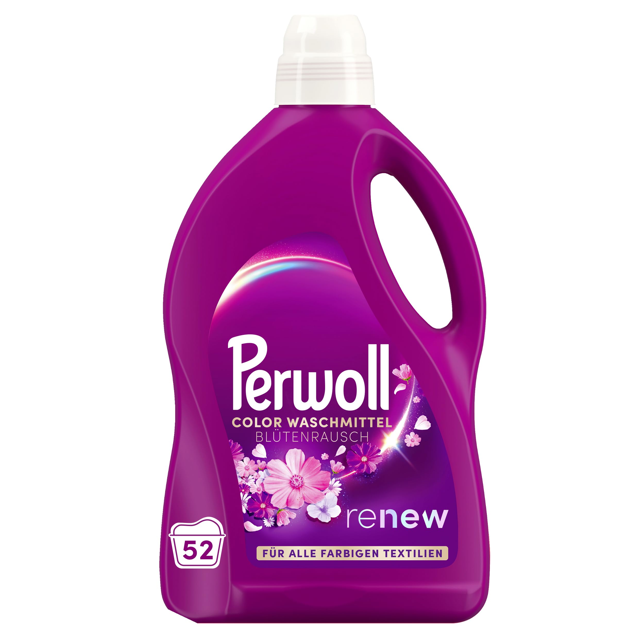 PERWOLL Blütenrausch Waschmittel 208 (4 x 52 Waschladungen), Feinwaschmittel reinigt sanft und erneuert Farben und Fasern, für alle farbigen Textilien, Color Waschmittel mit Dreifach-Renew-Technologie