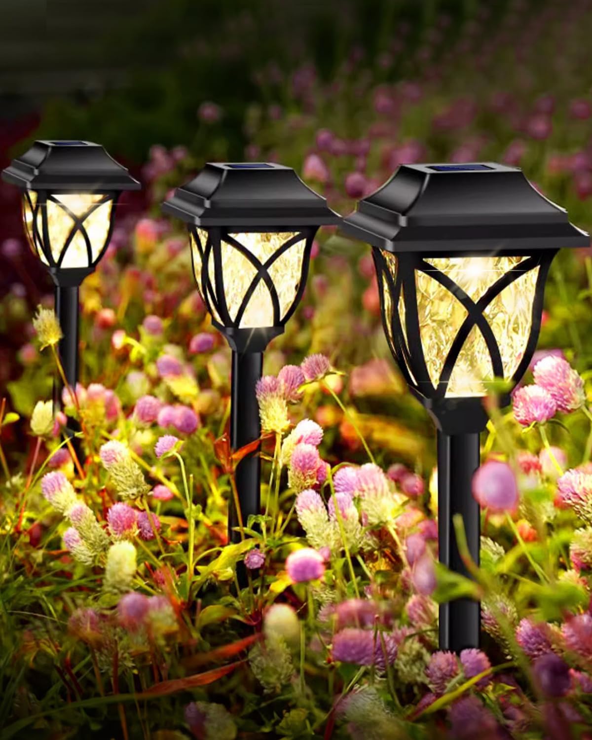 2024 Newest Solar Lights Outdoor Garden, 6 Pack Solar Pathway Lights, IP55 Waterproof Solar Garden Path Light, Solar Powered Ornament Lights for Yard, Patio, Landscape, Walkway (Warm White) [Energy Class A+++]