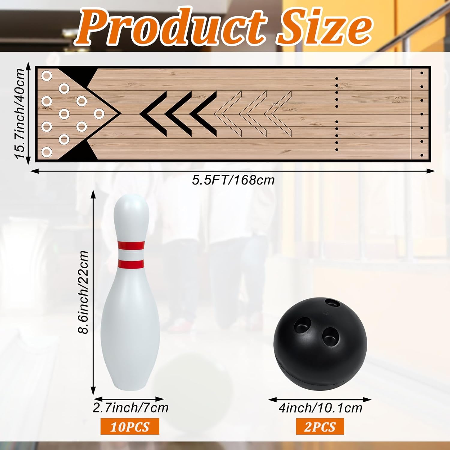 Mini Bowling Set, Home Bowling Ball Set, Indoor & Outdoor Bowling Alley Set with Lane, Bowling Pins & Ball Set, Full Bowling Alley Set for Family & Friends