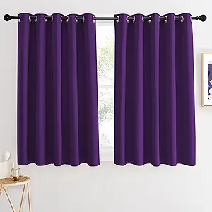 NICETOWN Blackout Curtains 54 Inches Long, Thermal Insulated Room Darkening Curtains for Bedroom, Window Treatment Drapes for Living Room Nursery (W66 x L54 Inch, Royal Purple, 1 Panel)