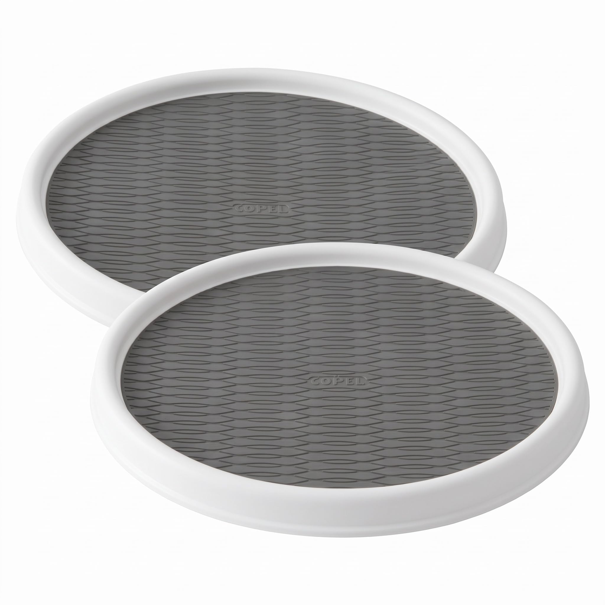 Copco Basics Non-Skid Pantry Cabinet Lazy Susan Turntable, 12-Inch, White/Gray, 1 Count (Pack of 2)