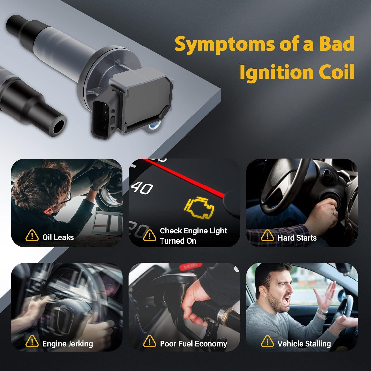 OCPTY Set of 4 Ignition Coil Pack for Pontiac for Toyota for Chevrolet for Vibe for Corolla for Matrix for Celica for MR2 Spyder for Prizm Replace for UF247