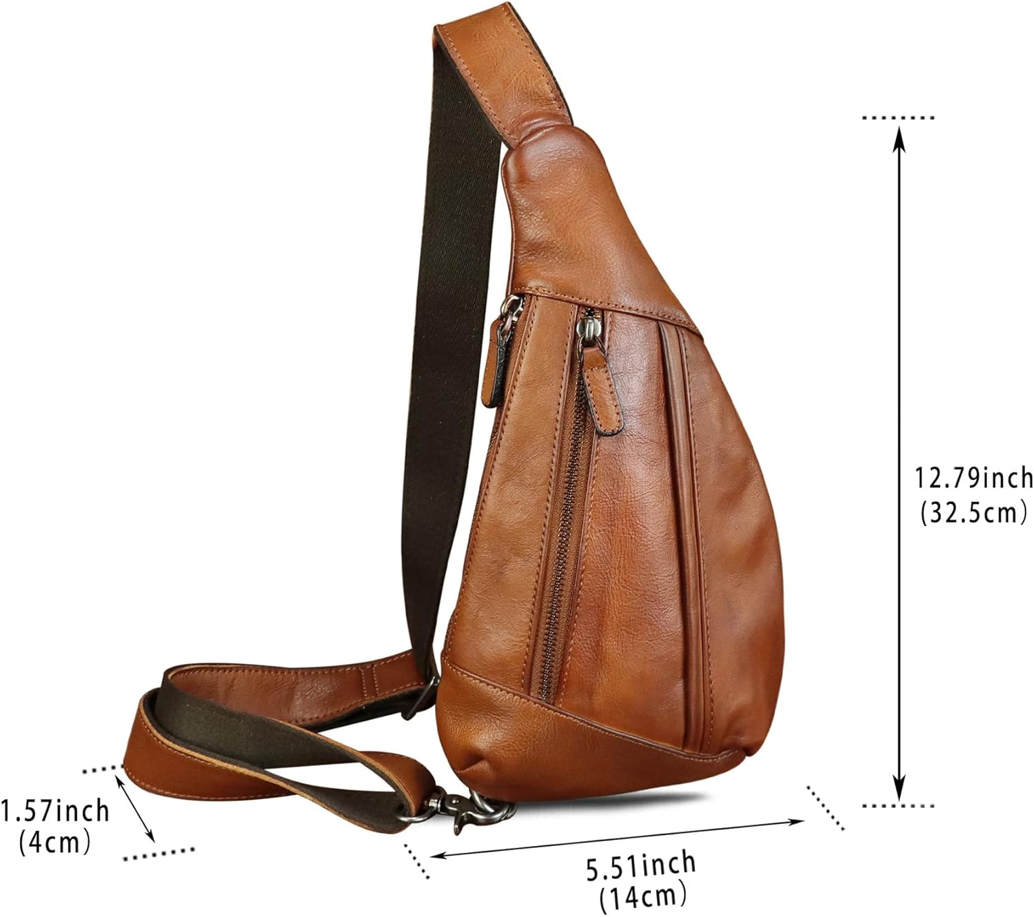 LRTO Genuine Leather Sling Bag for Men and Women Vintage Real Leather Crossbody Chest Bags Backpack Purse for Travel Hiking - Image 5