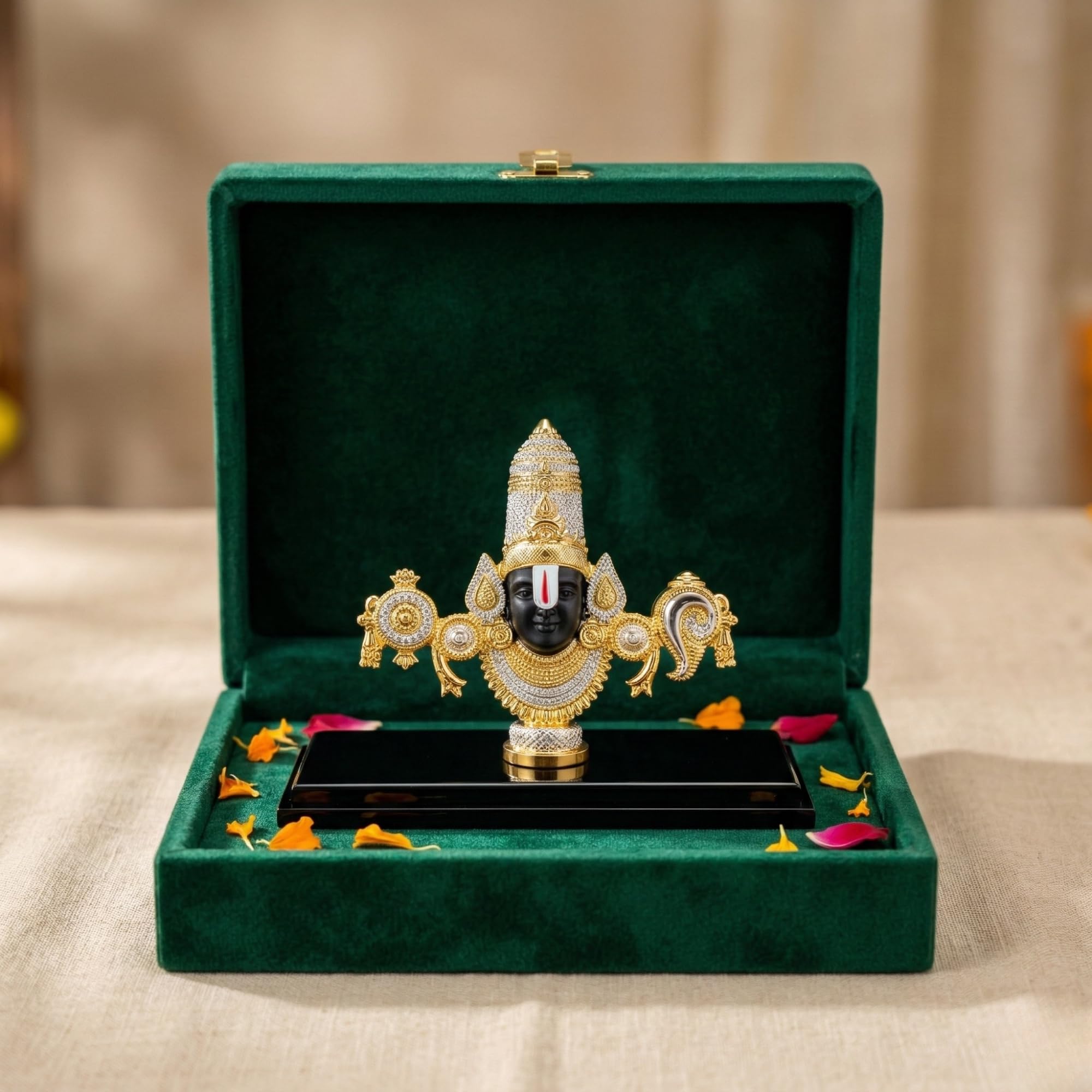 999 Silver Plated Balaji Idol | 4-Inch Lord Venkateswara Swamy Statue for Sacred Vastu Home Decor | Mandir Showpiece for Pooja Room & Ideal Devotional Gift