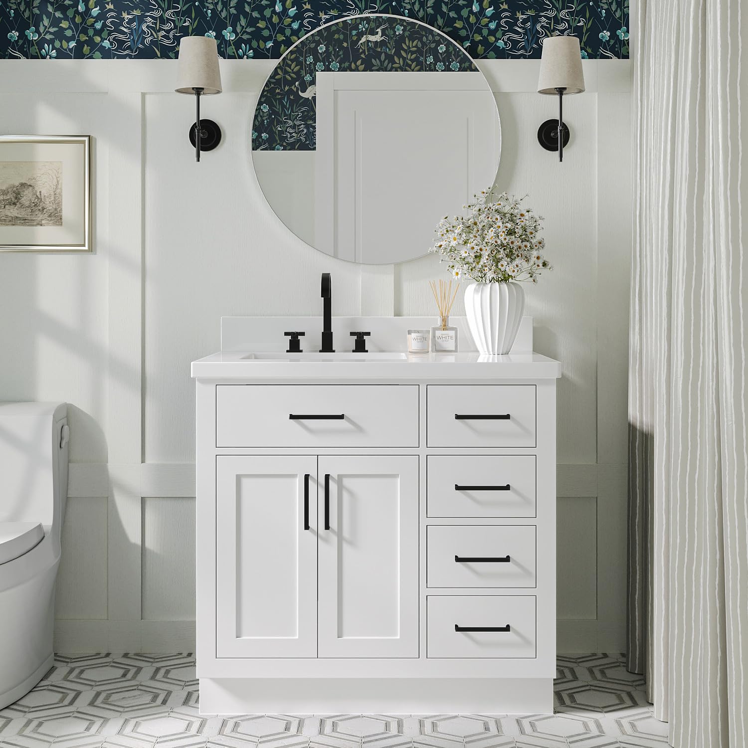 5 Foot Bathroom Vanity Elan 60" Double Bathroom Vanity With Toe Kick
