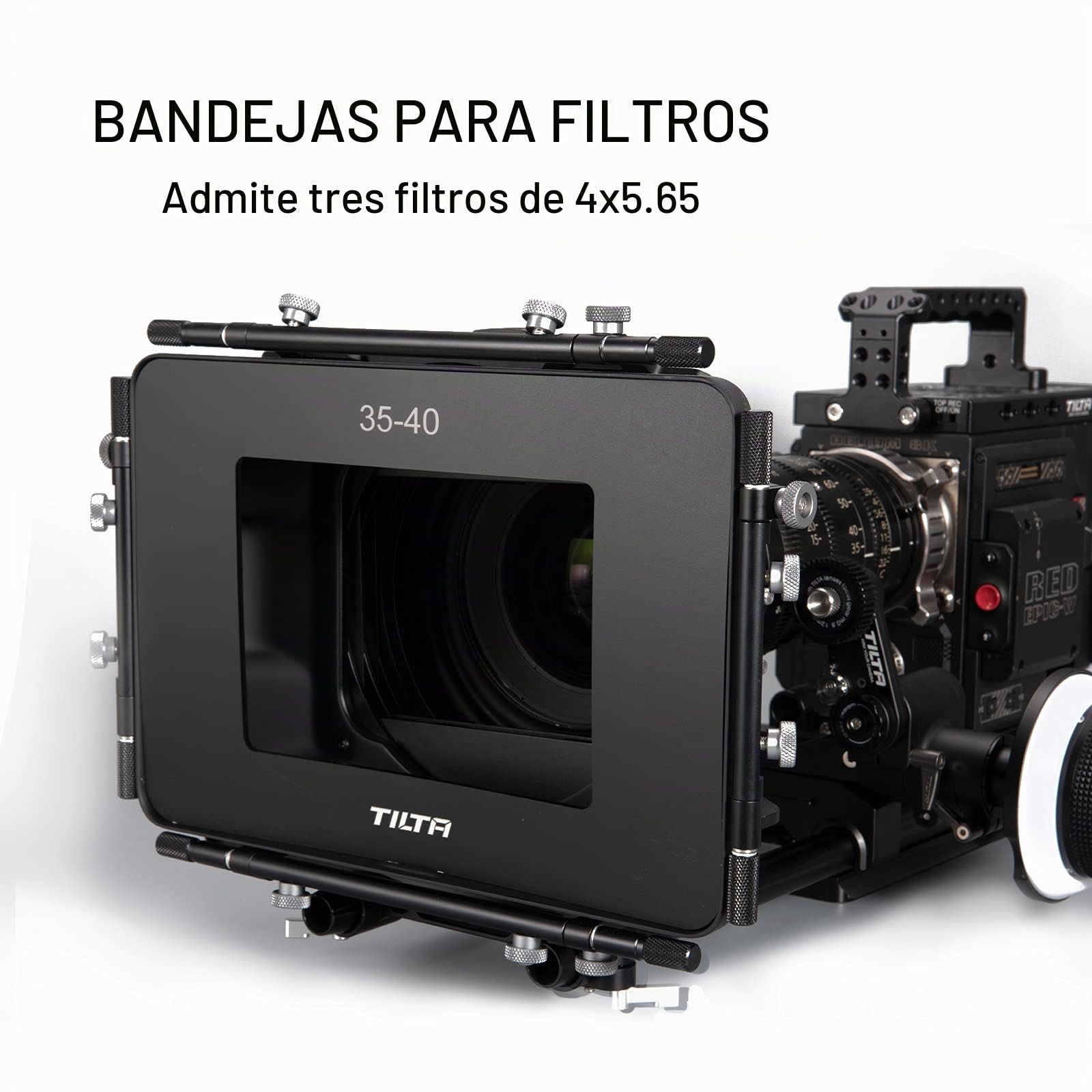 Tilta Matte Box Caja mate para cámaras Studio Cinima, 3 piezas de 4 x 5,65 "marco de filtro con 5 anillos adaptadores de lentes (134/114/110/95/80 mm) 5 piezas frontal mate MB-T12