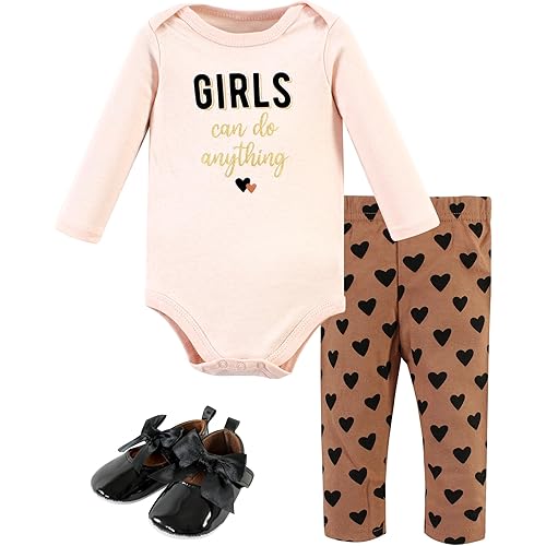 Hudson Baby Baby Cotton Bodysuit, Pant and Shoe Set