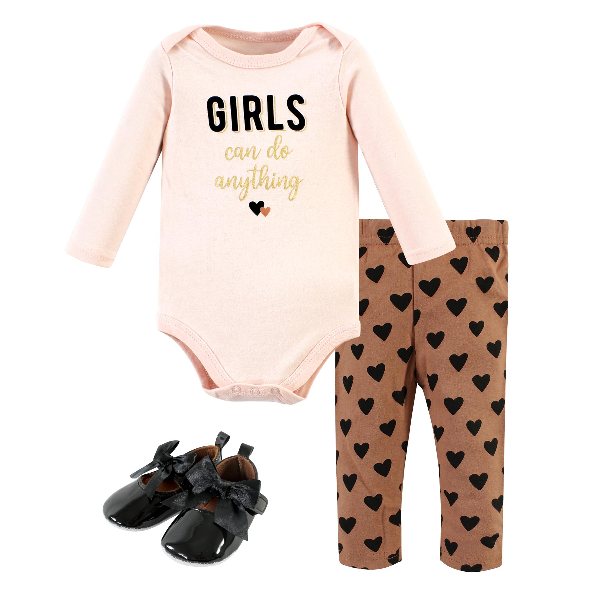 Hudson Baby Unisex Baby Cotton Bodysuit, Pant and Shoe Set