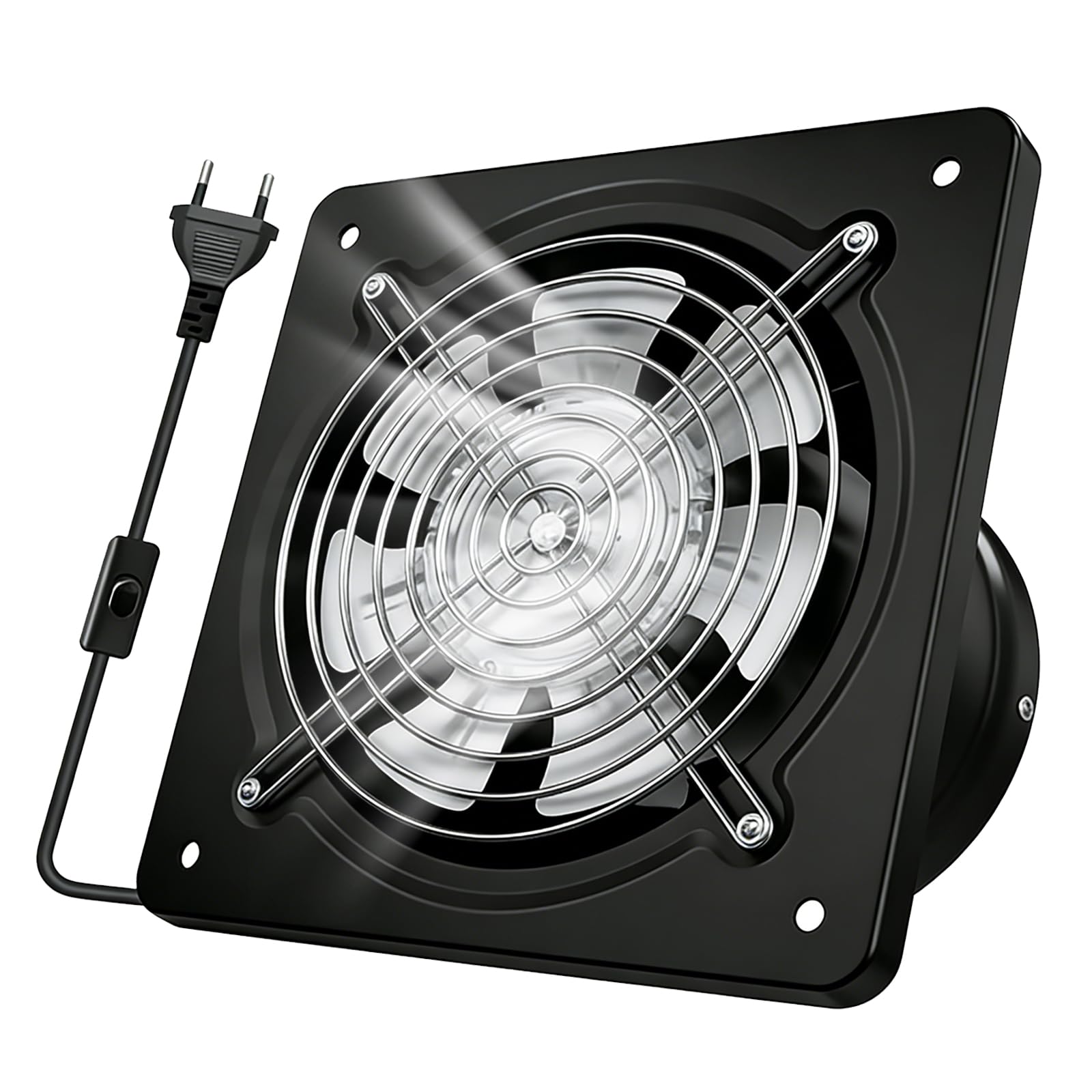 Ventilador extractor de 150 mm, 525 m³/h, ventilador de tubo con válvula de retorno, silencioso, ventilador de pared industrial, resistente al calor, para cocina, garaje, baño, sótano, invernadero