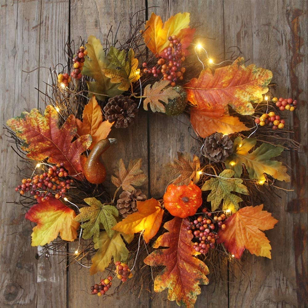 Couronne de Bienvenue Fête de la moisson à la Main américaine blé Oreilles Garland Pendentifs Accueil Thanksgiving Décorations Mise en Page Couronne d'eucalyptus Artificielle
